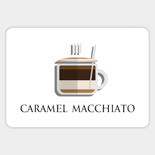 Hot caramel macchiato front view in flat design style Magnet